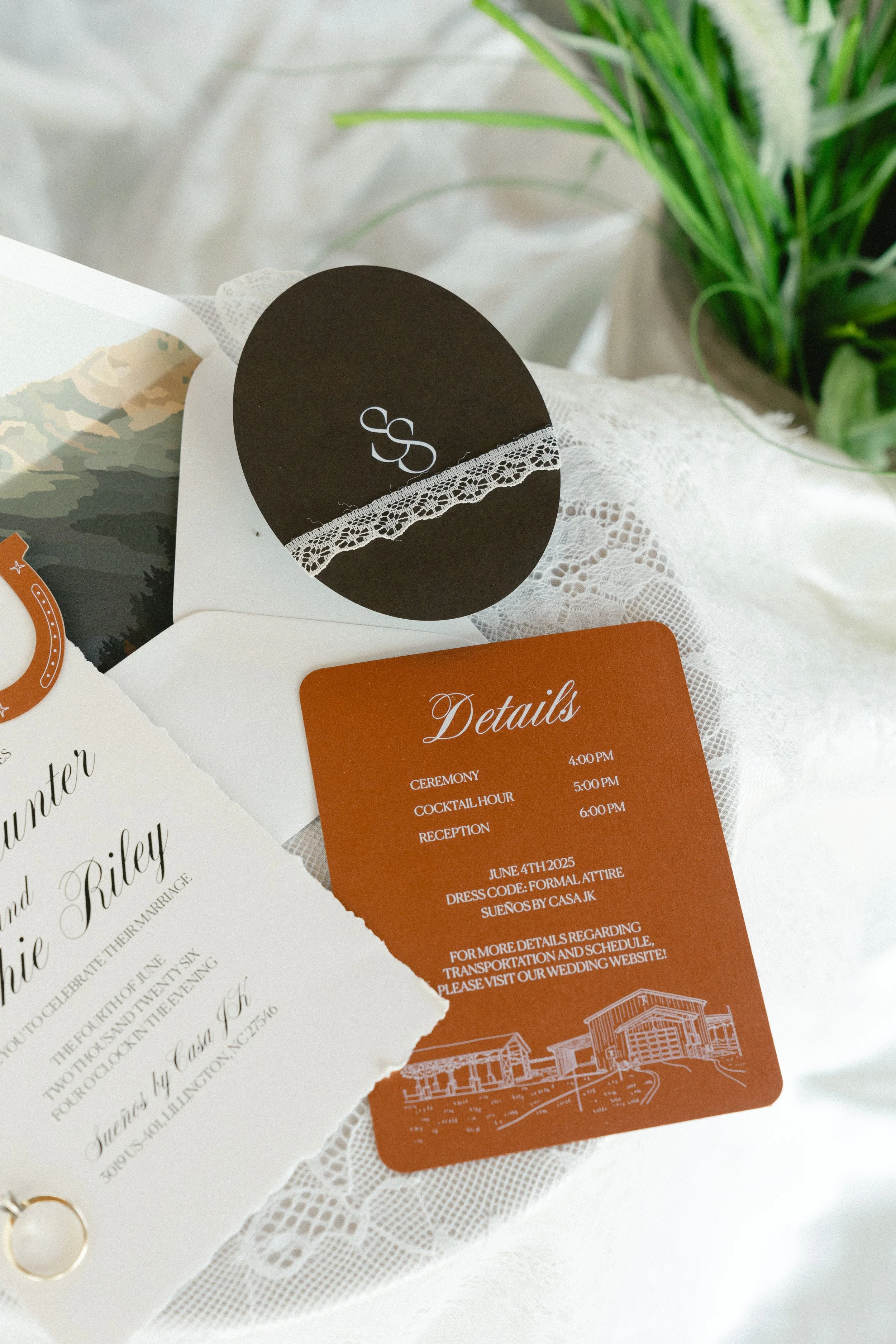 cowboy chic wedding stationary suenos casa jk nc wedding venue