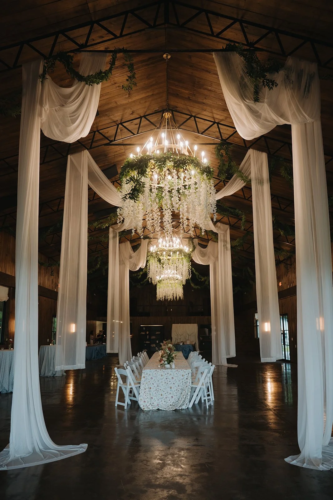 reception draping suenos casa jk nc wedding venue
