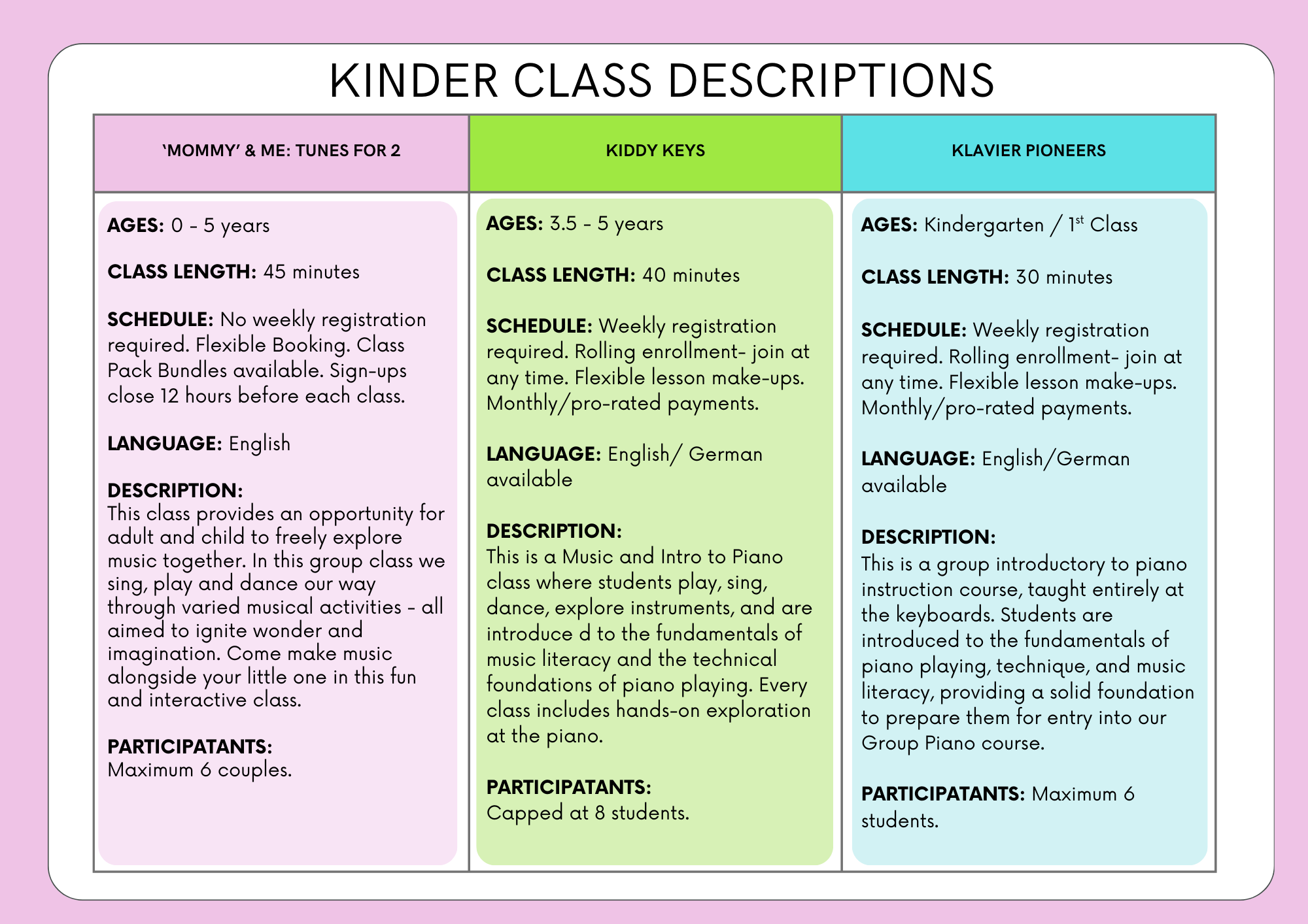 KINDER CLASSES — Vivace