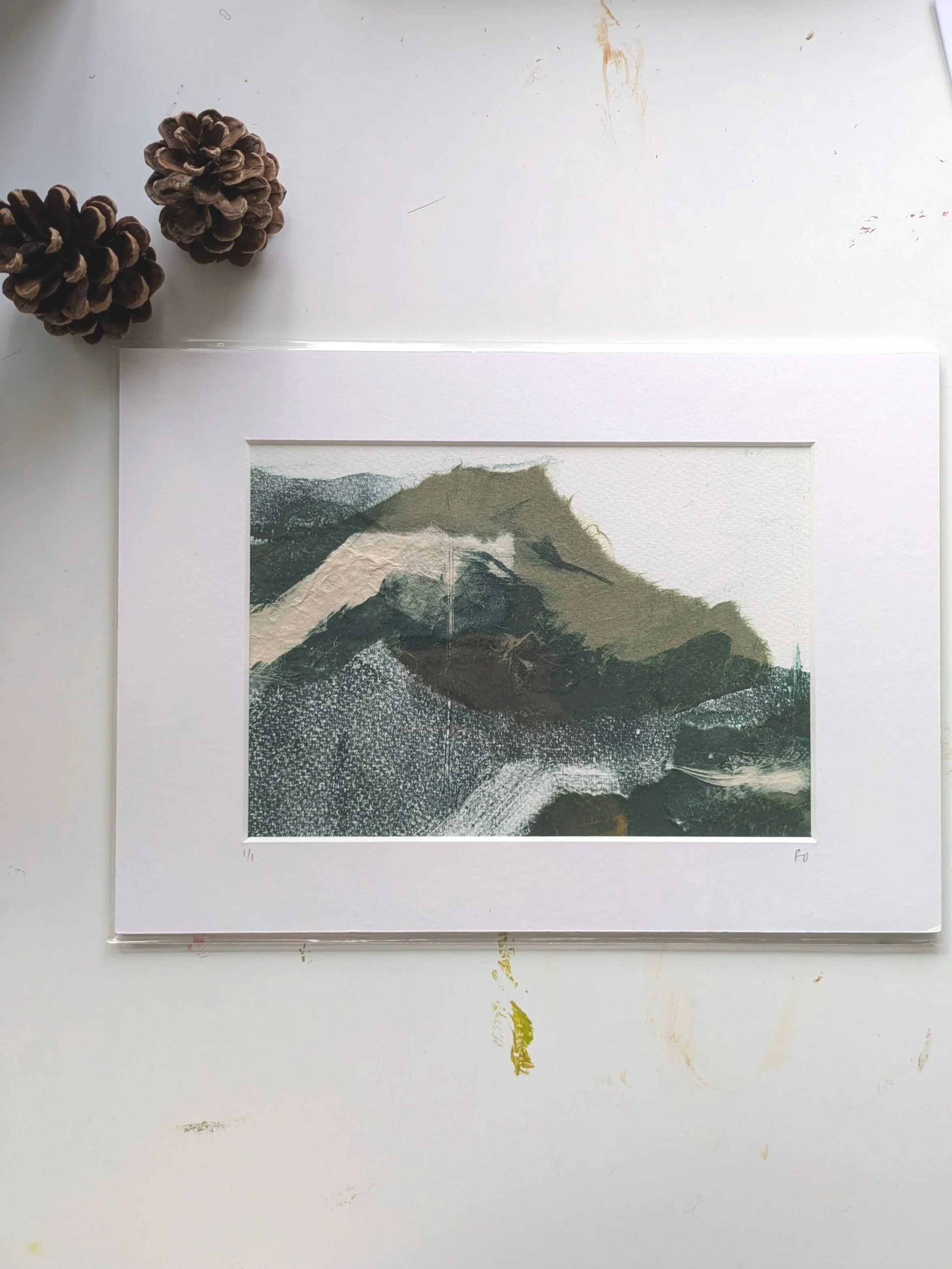 Serene Horizons Abstract Monotype