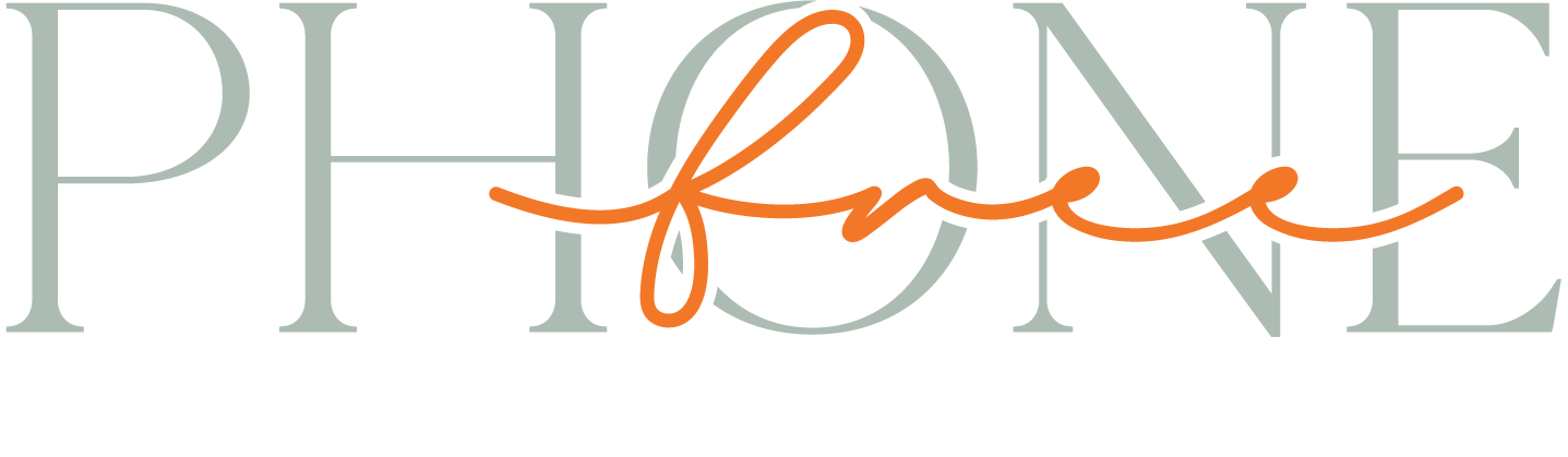 The image features the word 'PHONE' with 'free' written in a cursive font across it in orange.