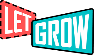 Logo with text 'Let Grow' in red and turquoise blocks.