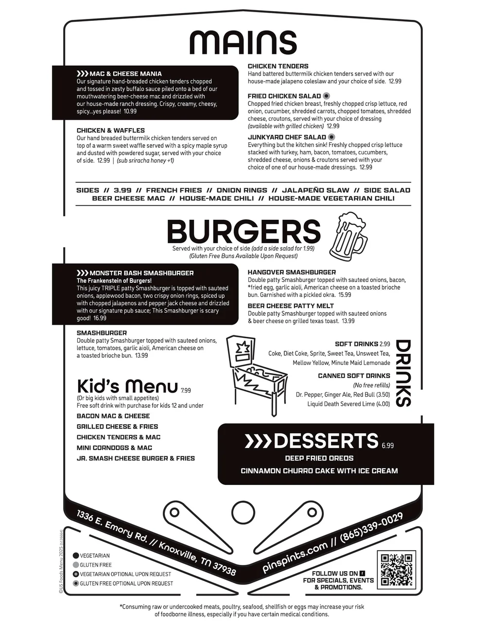 Menu | Visit Today - Discover Great Food & Fun — Pins & Pints