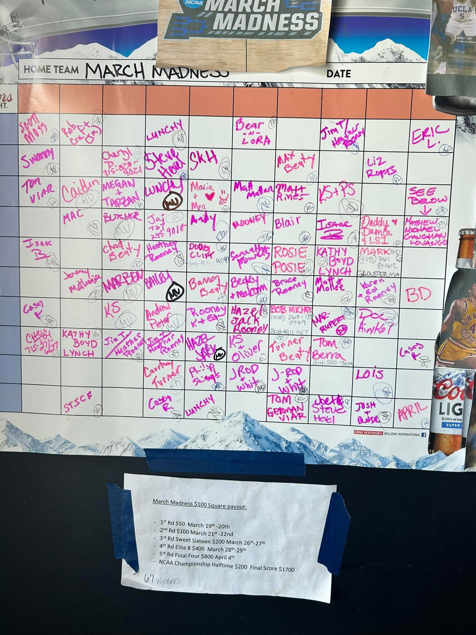 Hey gamblers, 24 squares left at the Blind Donkey 68 chances to win!!Accepting Venmo DM me