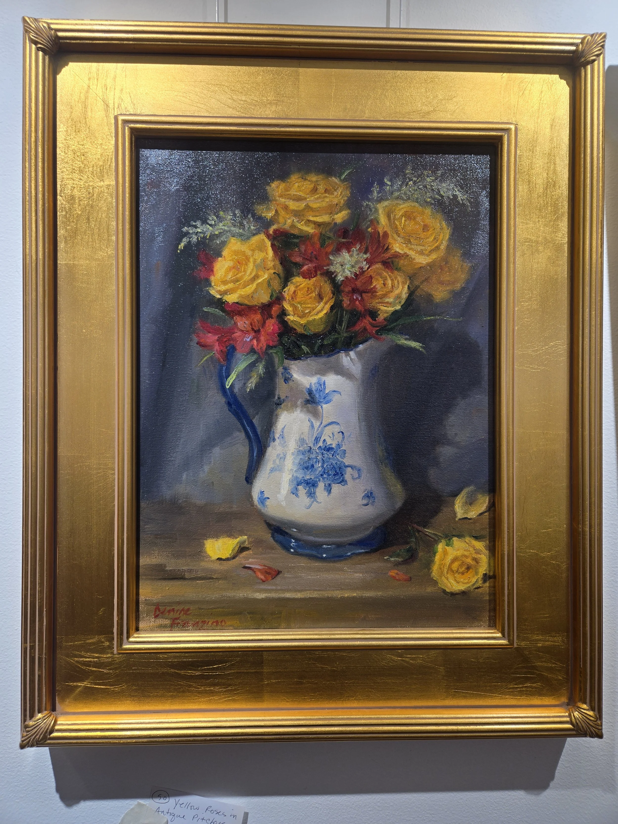 Yellow Roses in Antique Pitcher