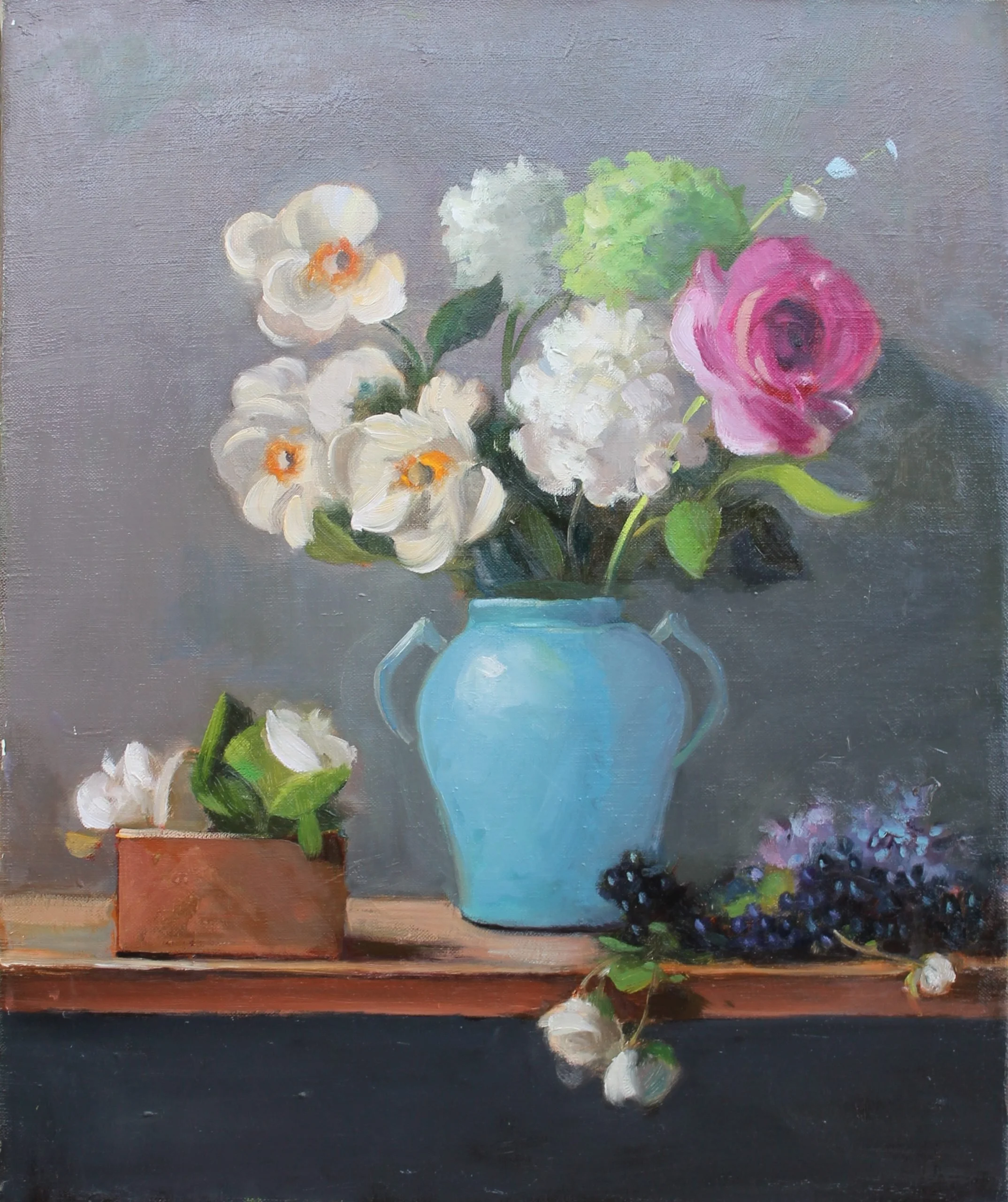 Floral in Blue Ceramic Vase 20X24 Oil (1).jpg