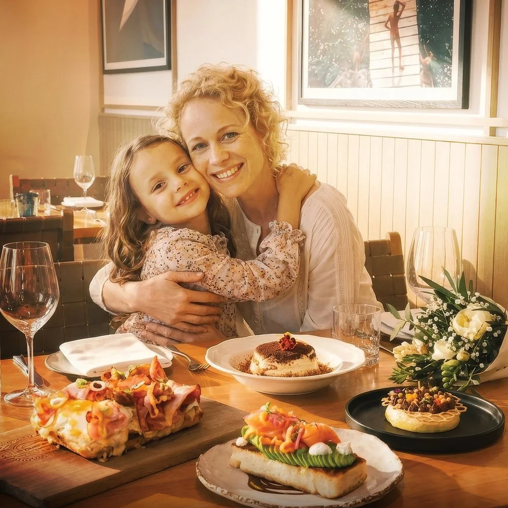 Mother and daughter having brunch