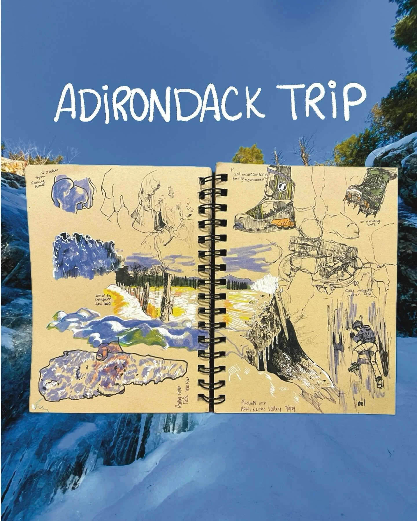 Just came back from an inspiring, nature-filled winter weekend in the Adirondacks and feeling PUMPEDDD TO MAKE ART!!! 😤😤

#sketchbook #doodles #adkmountains