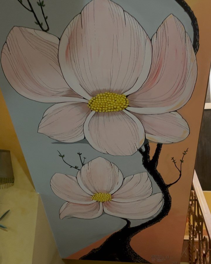 The finished mural! This was such a fun project that really tapped into my intuition and let me connect with the process/ joy of painting. This mural was worked on almost every day we were visiting DR, and was loved and touched by all the new friends