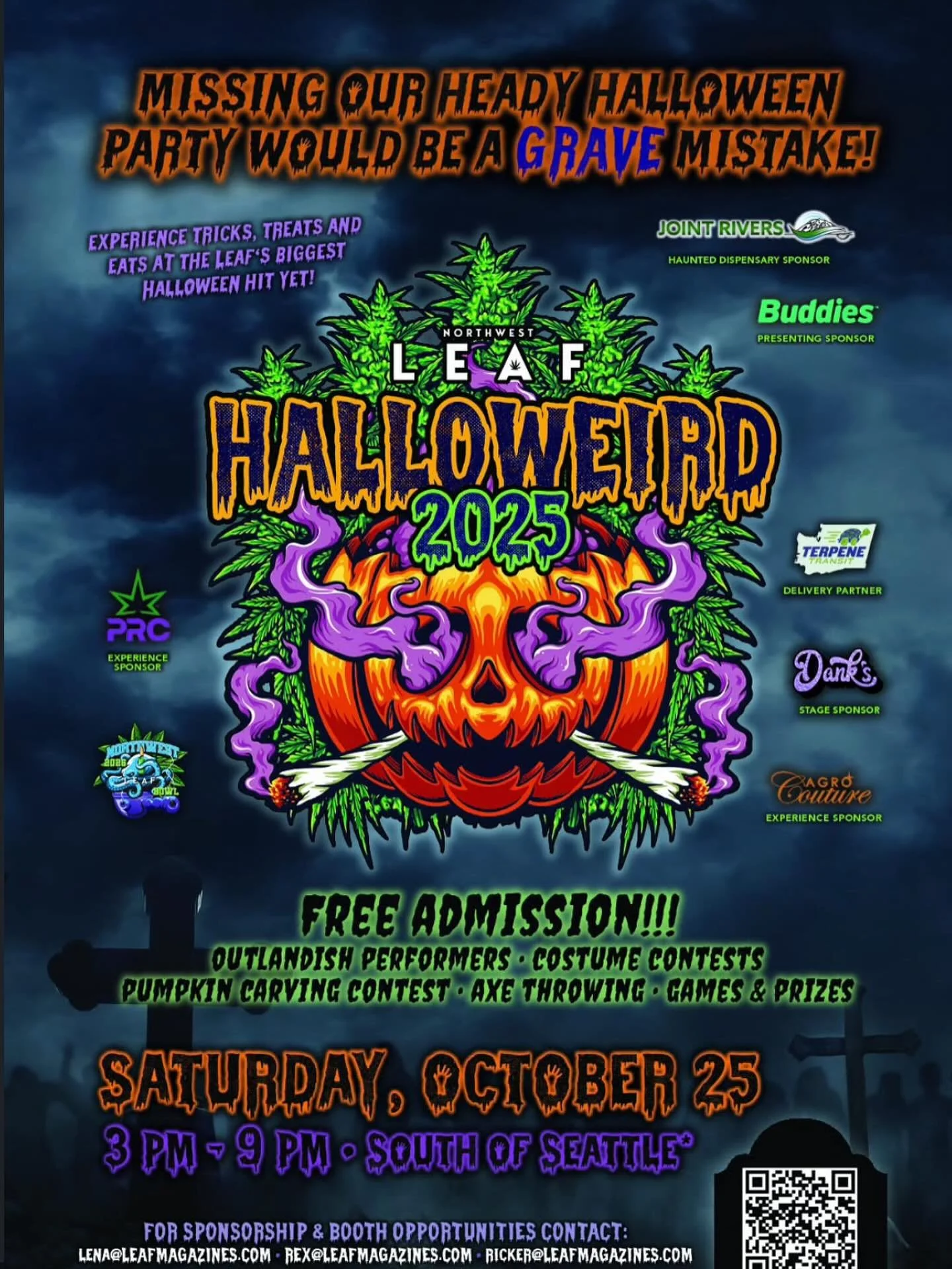 The Cannabis Alliance will be tabling at Northwest Leaf&rsquo;s Halloweird celebration.

Stop by our table to say hi, learn more about our work to advance vital, ethical, equitable, and sustainable cannabis policy, and find out how you can get involv