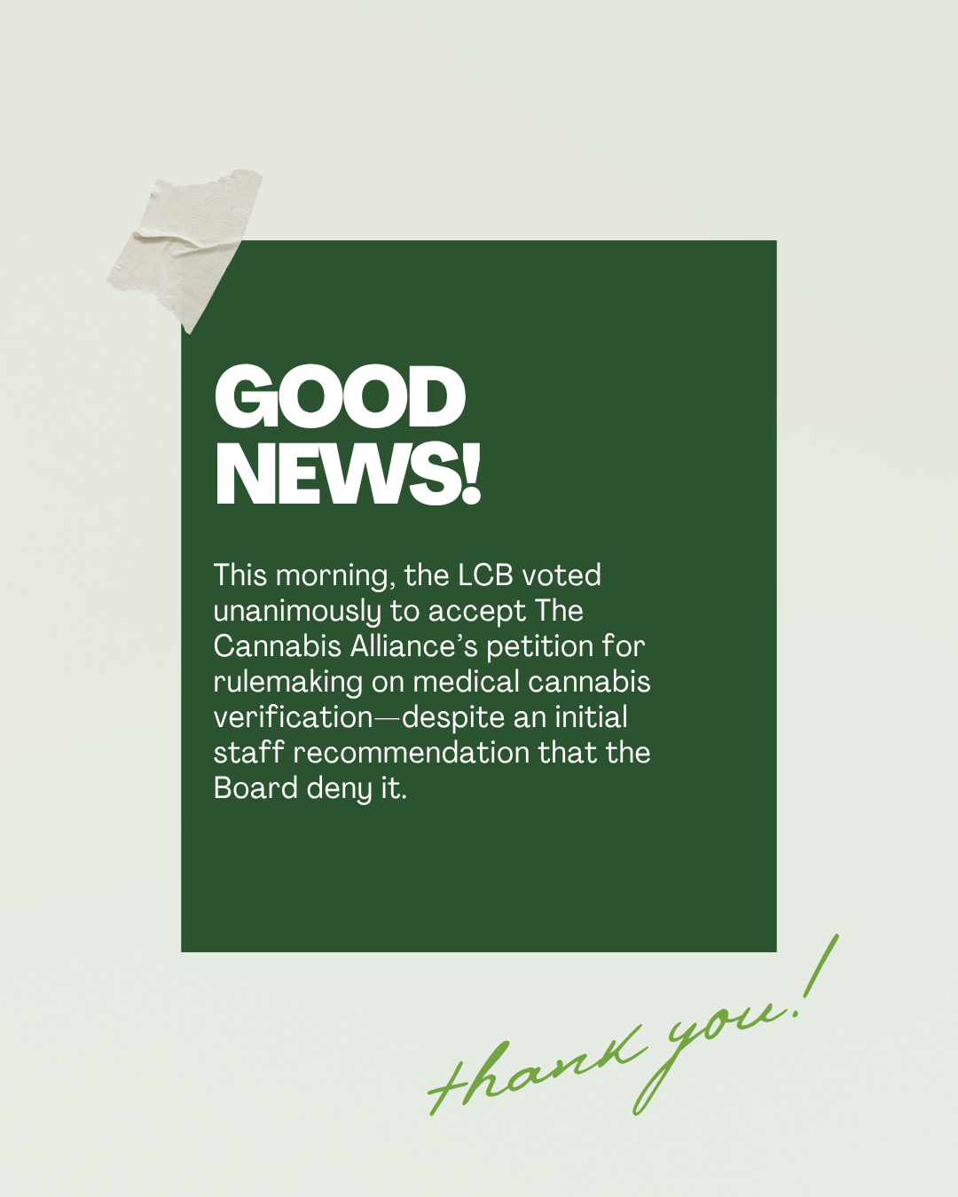 LCB Votes unanimously to accept The Cannabis Alliance’s petition for rulemaking on medical cannabis verification