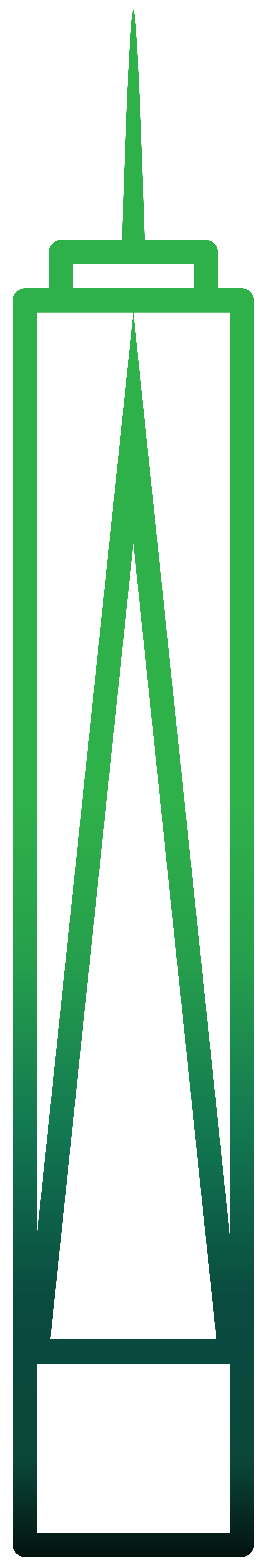 Outline of the Space Needle, a famous freedom tower, NYC, depicted in green.