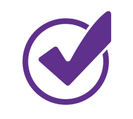 Purple check mark inside a circle