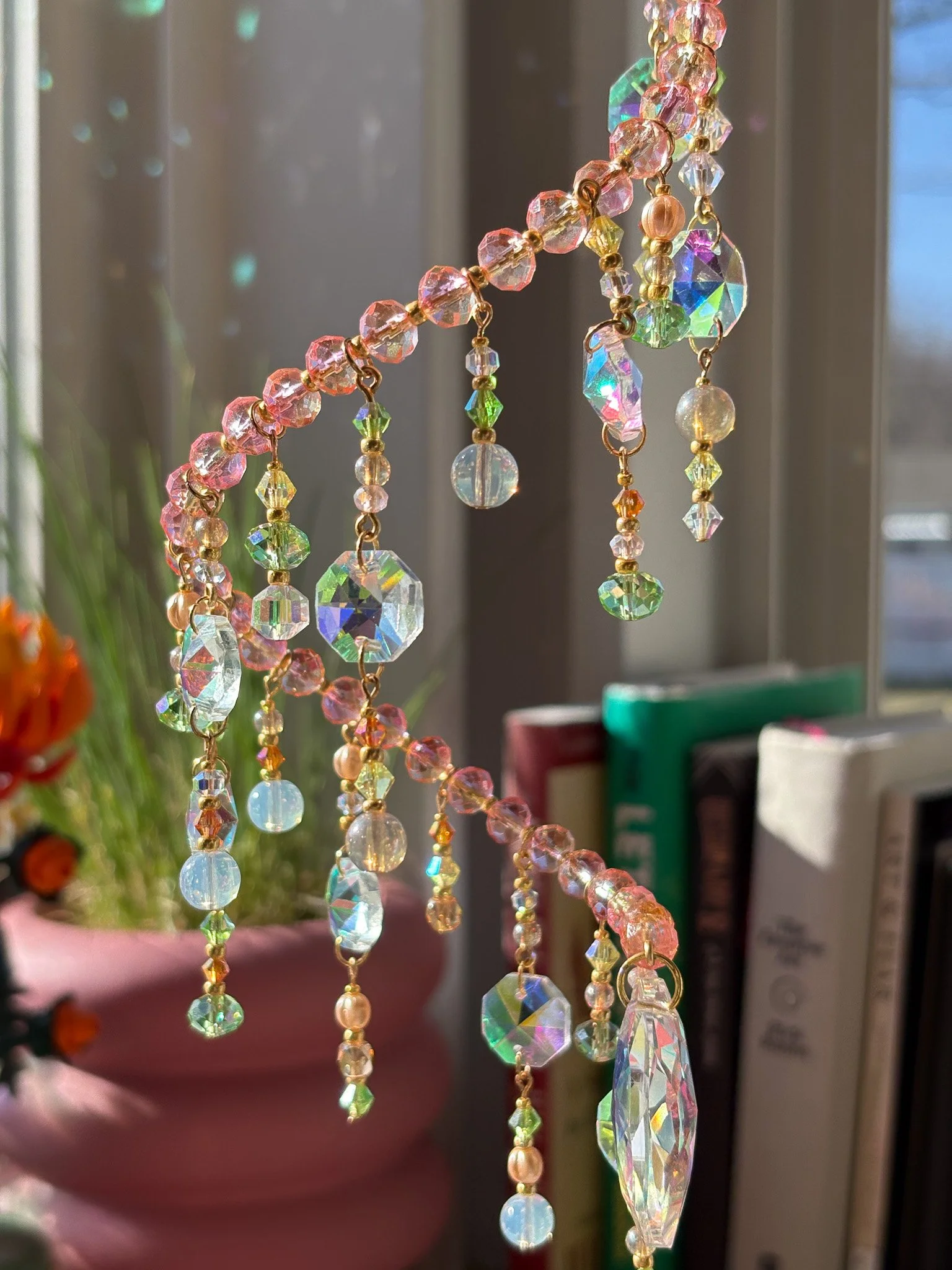 Light Pink and Green Sun Catcher