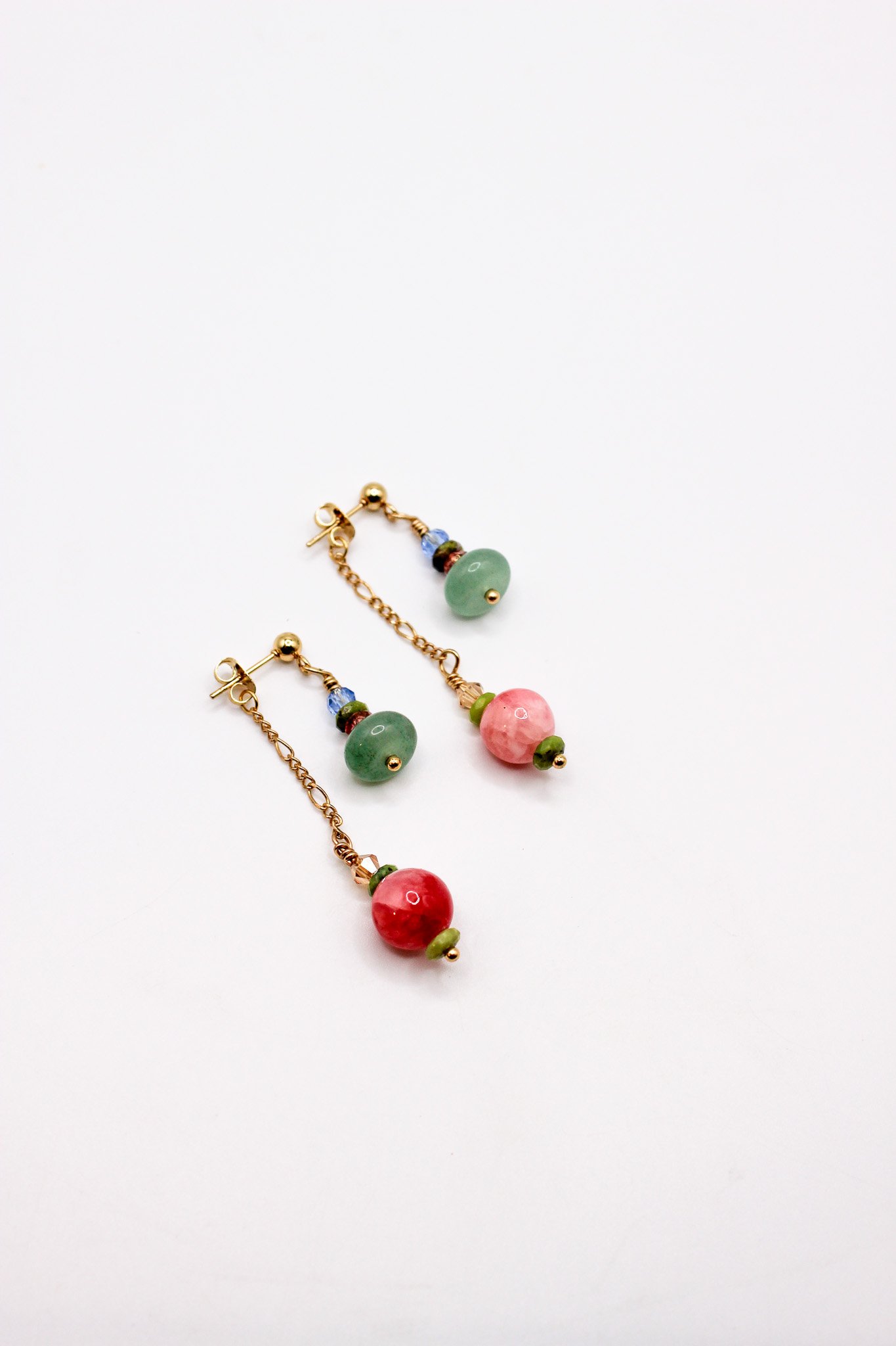 Pink, Green, Light Blue Beaded Collage