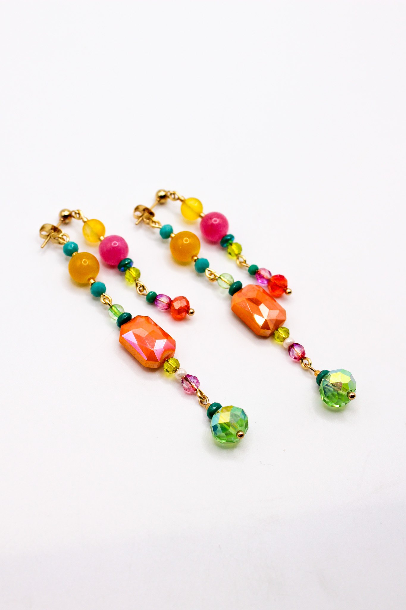Orange, Yellow, Turquoise, and Pink Beaded Collage
