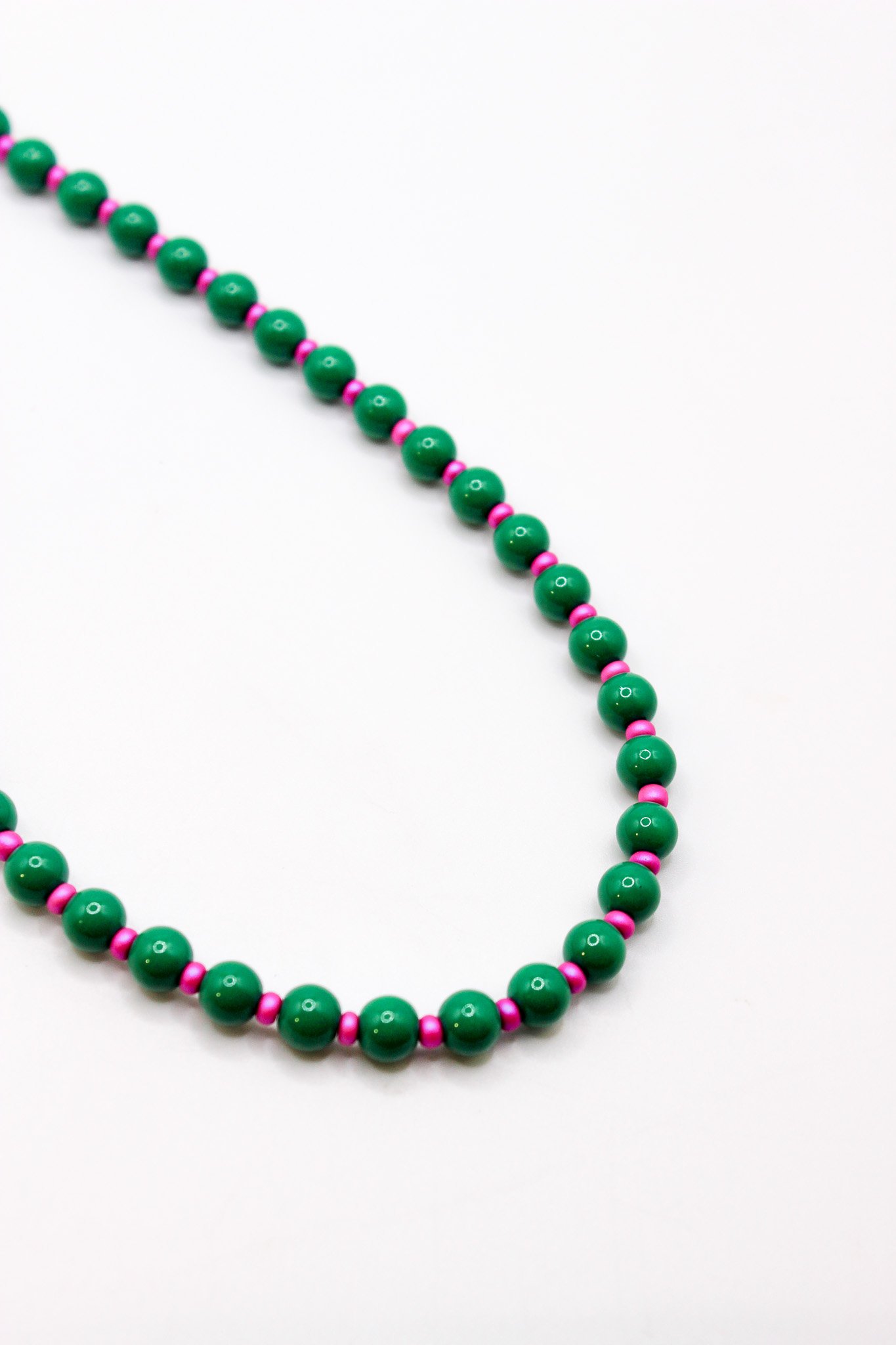 Green and Pink Strung Necklace
