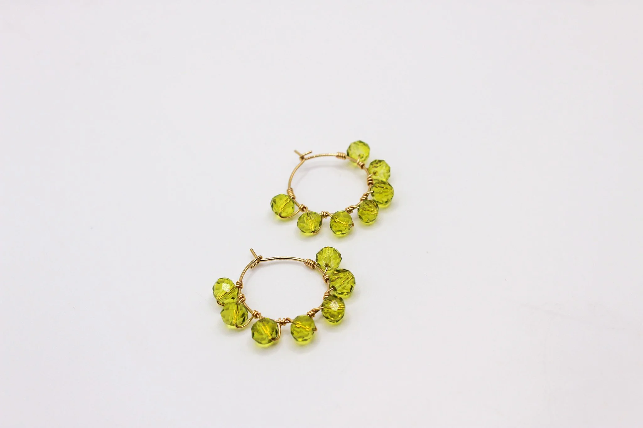 Lime Green Faceted Hoops