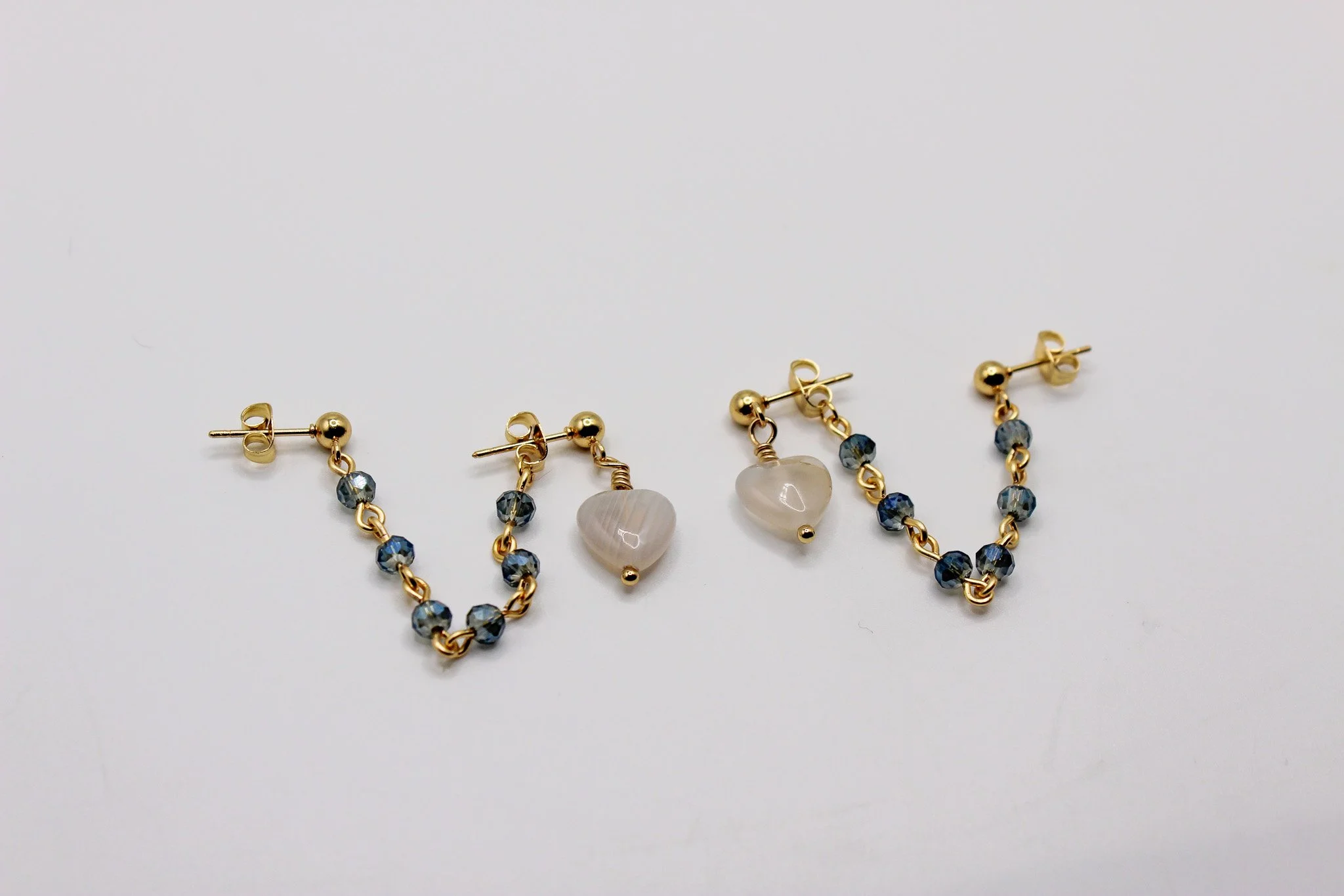 White heart with blue chain