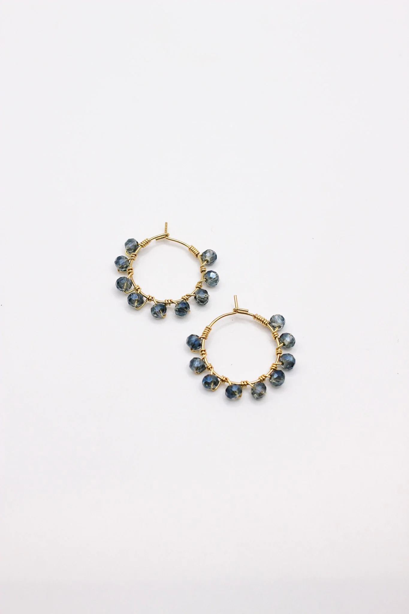 Blue Faceted Hoops