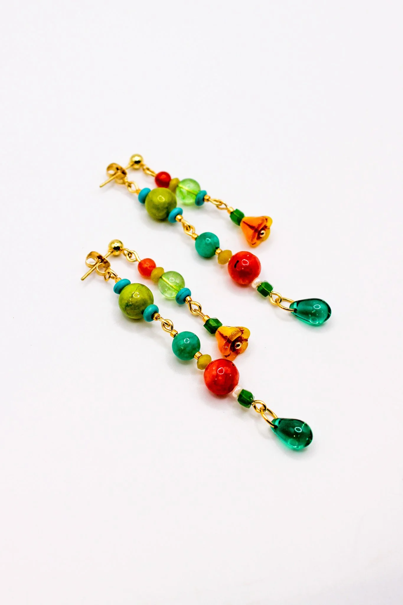 Turquoise, Green, and Pink Beaded Collage