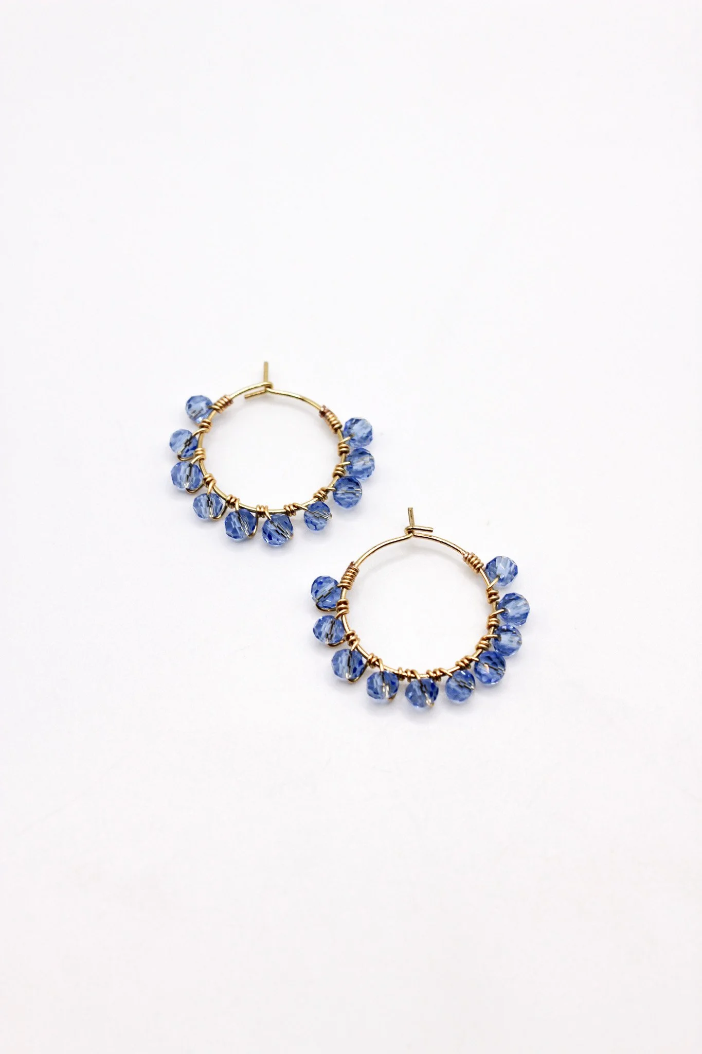 Sky Blue Faceted Hoops
