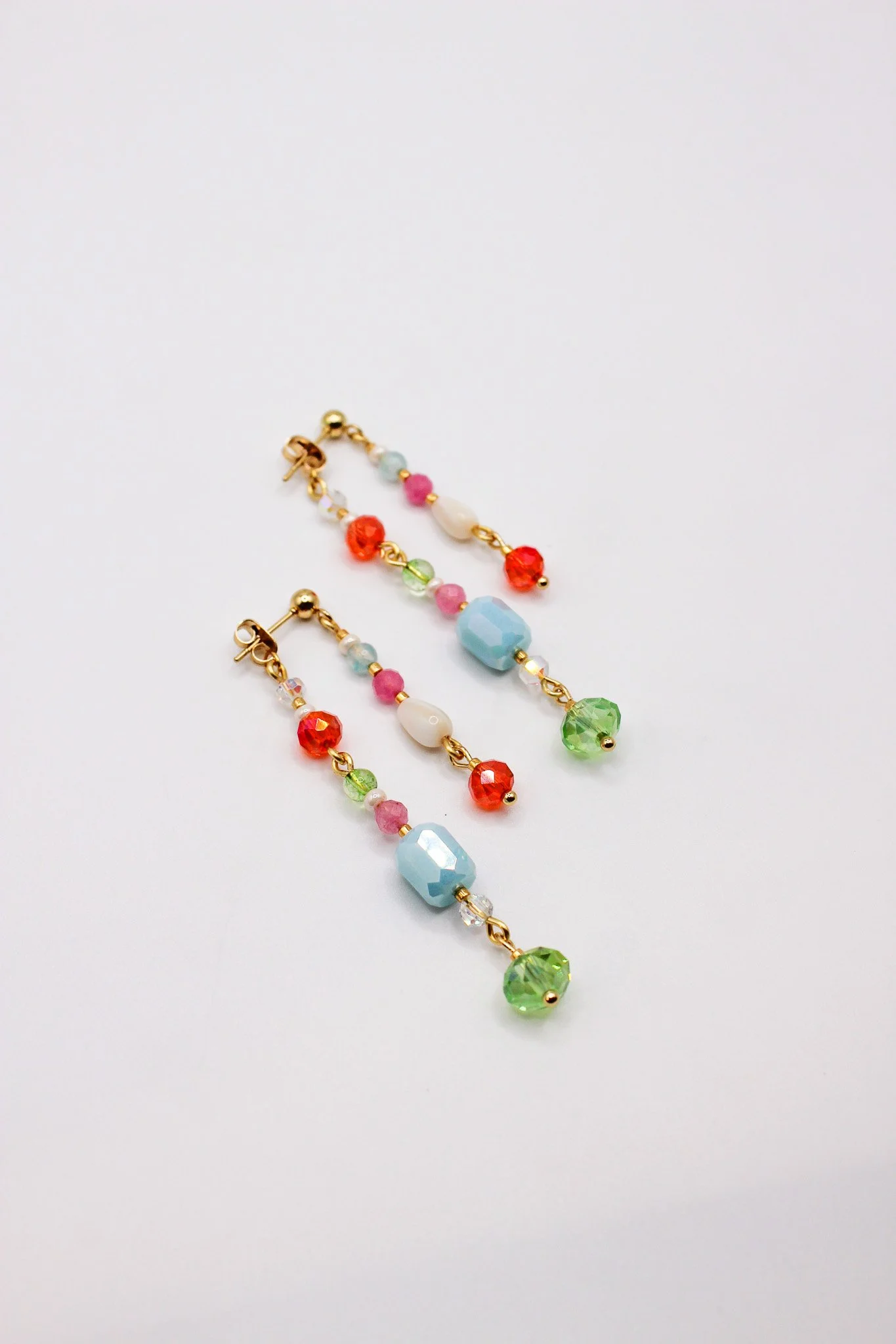 Blue, Pink, Orange, and Green Beaded Collage