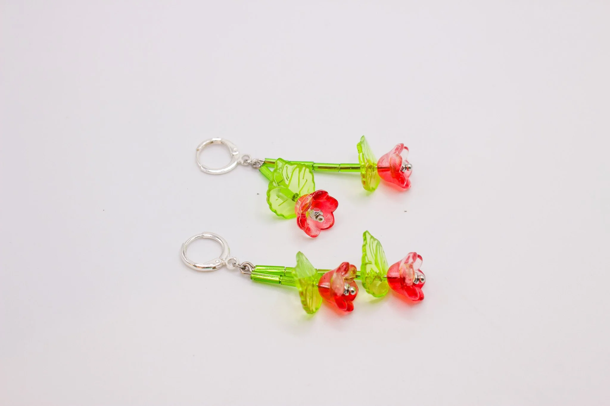 Red Flowers on Silver