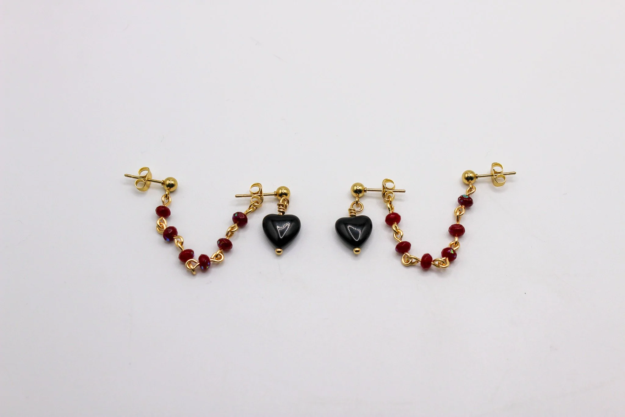 Black Heart with Red Chain