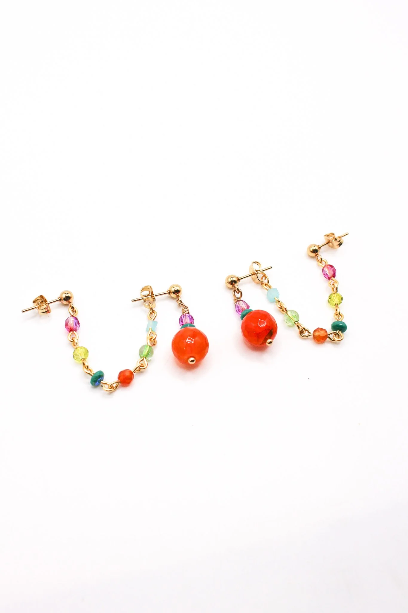 Orange Pendent with Multicolor Chain