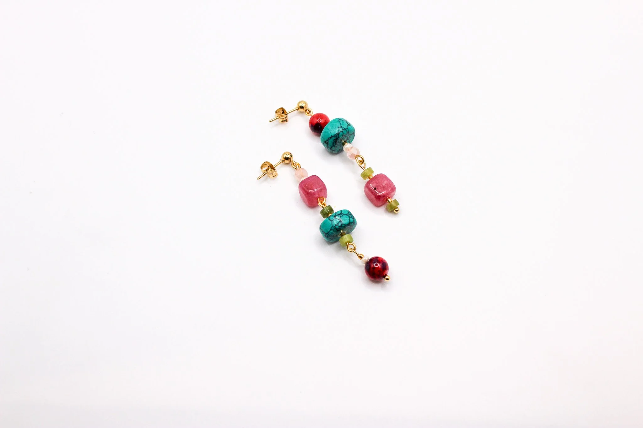 Pink, Turquoise and Green Asymmetrical