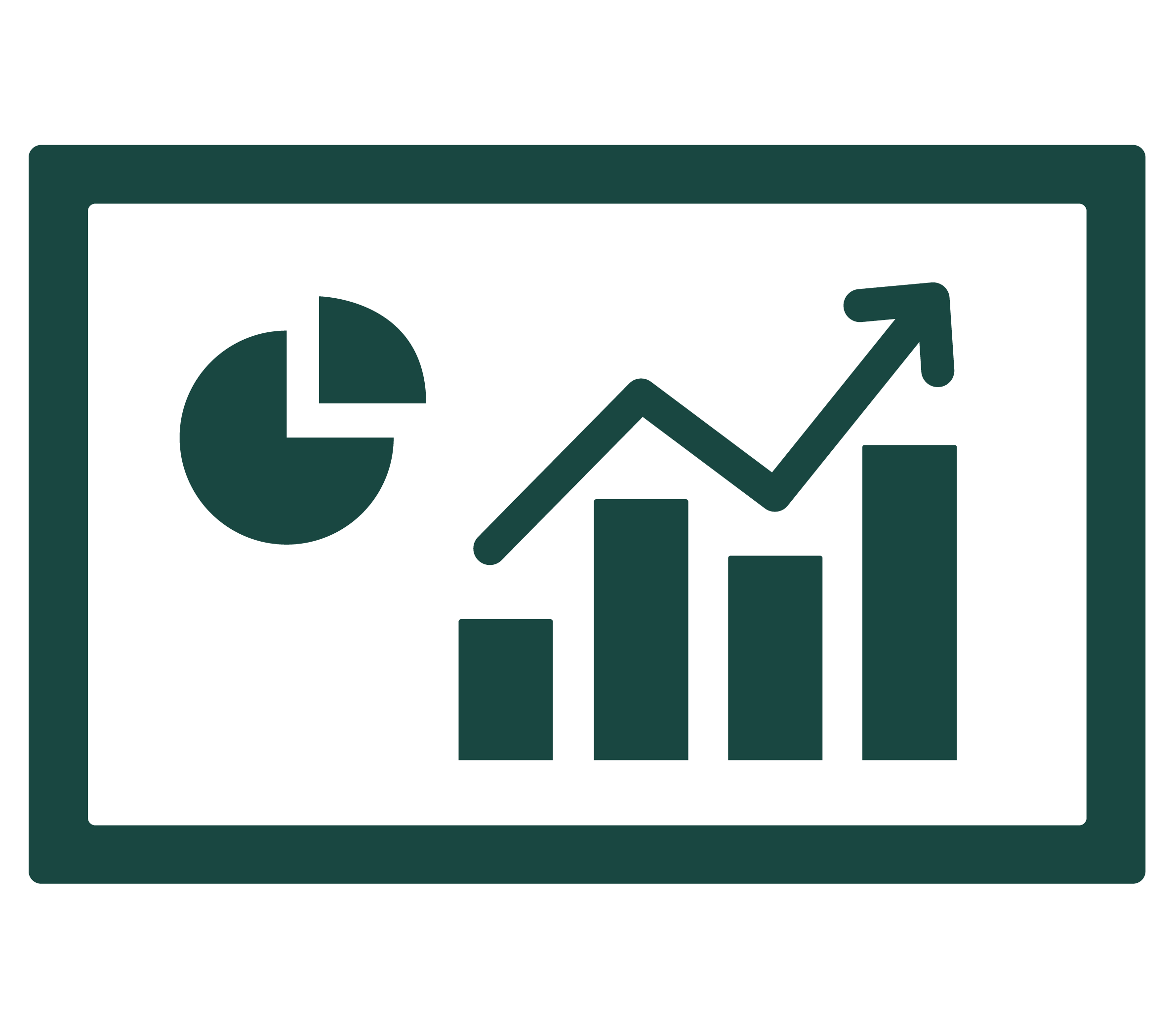 Analytics and reporting icon with data on a screen
