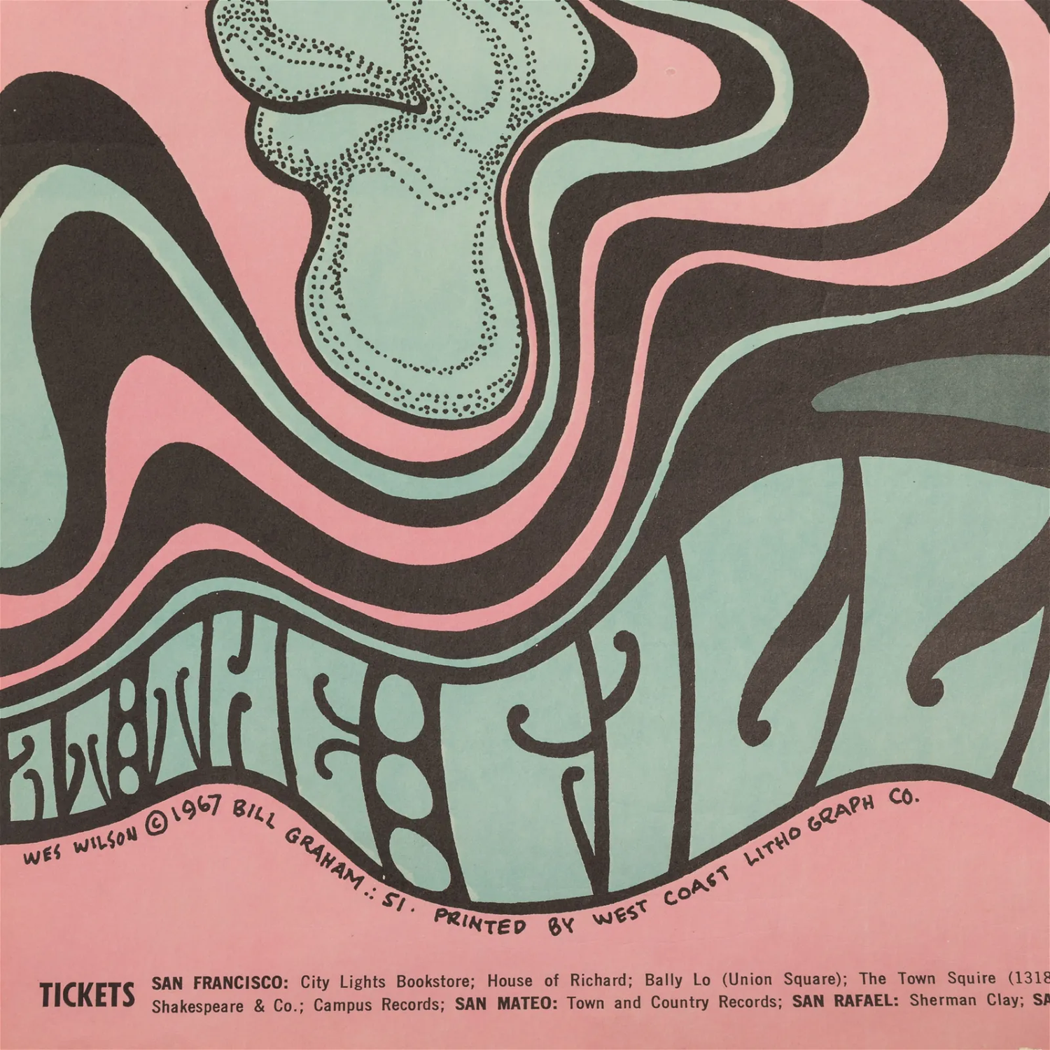 Original 1967 Grateful Dead and Otis Rush Concert Poster by Wes