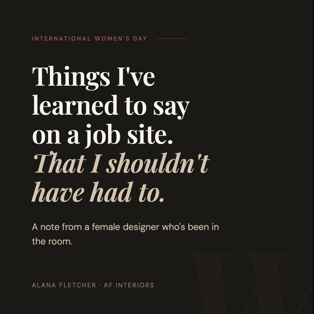 Six things I've learned to say on a job site. That I shouldn't have had to.
Swipe through. You'll know which one took the longest.
Happy International Women's Day to every woman building something in an industry that still occasionally acts surprised