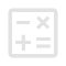Icon of a calculator with a plus and multiplication symbol on the screen.