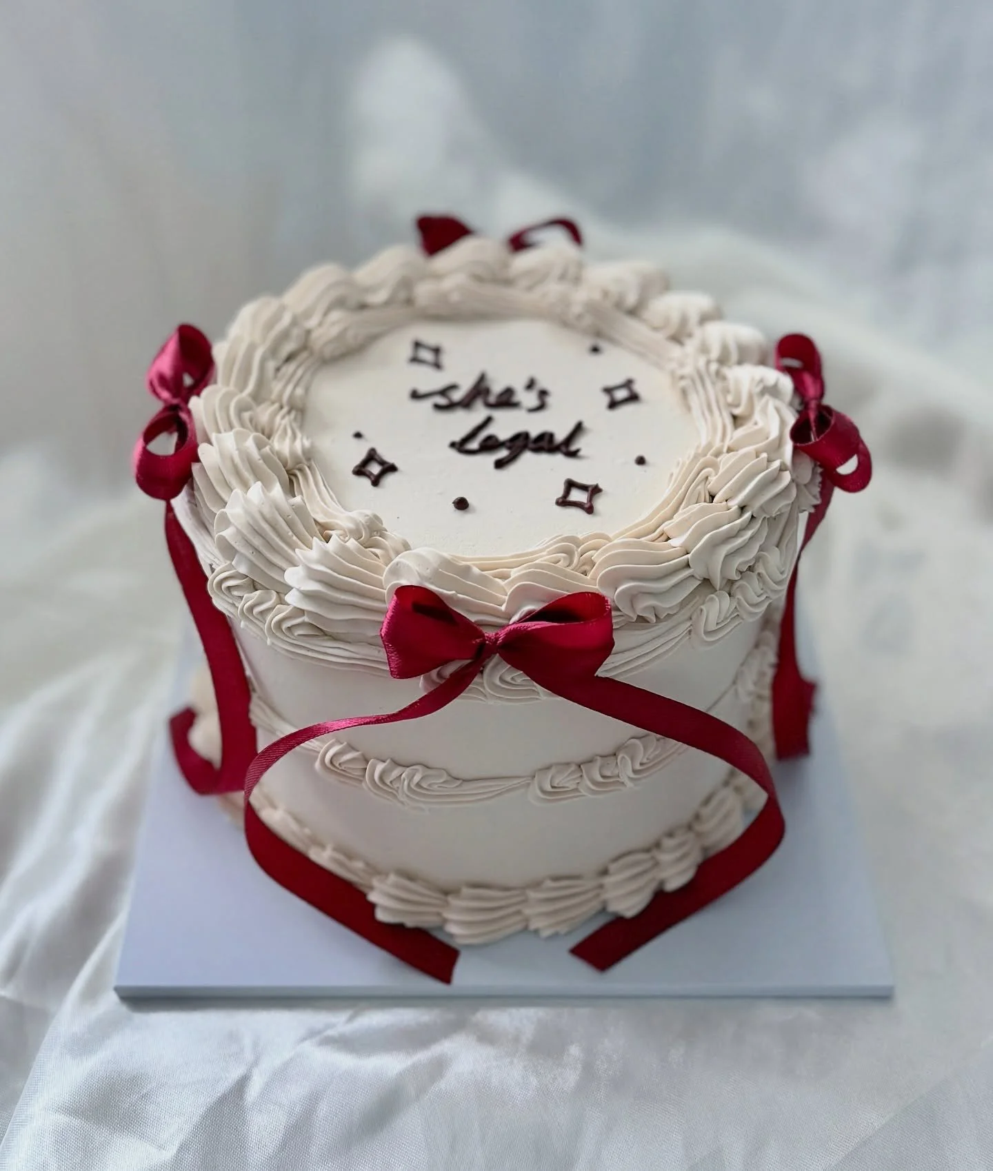 &lsquo;I do not condone this messaging but I will do it&rsquo; was my reply to my sister&rsquo;s request for this message on her friend&rsquo;s 18th birthday cake 🤨

Design is by @bakeswithjoy &hearts;️

☾˙❀‿❀˙☽

#birthdaycake #18thbirthday #coquett