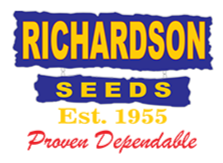 Richardson Seeds logo with yellow and blue text on a white background, featuring the words 'Est. 1955' and 'Proven Dependable' in red.