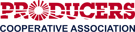 Logo of Producers Cooperative Association featuring the word 'PRODUCERS' with a stylized sunburst in the letter 'O'