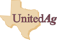 Map of Texas with the words 'United Ag' written across it.
