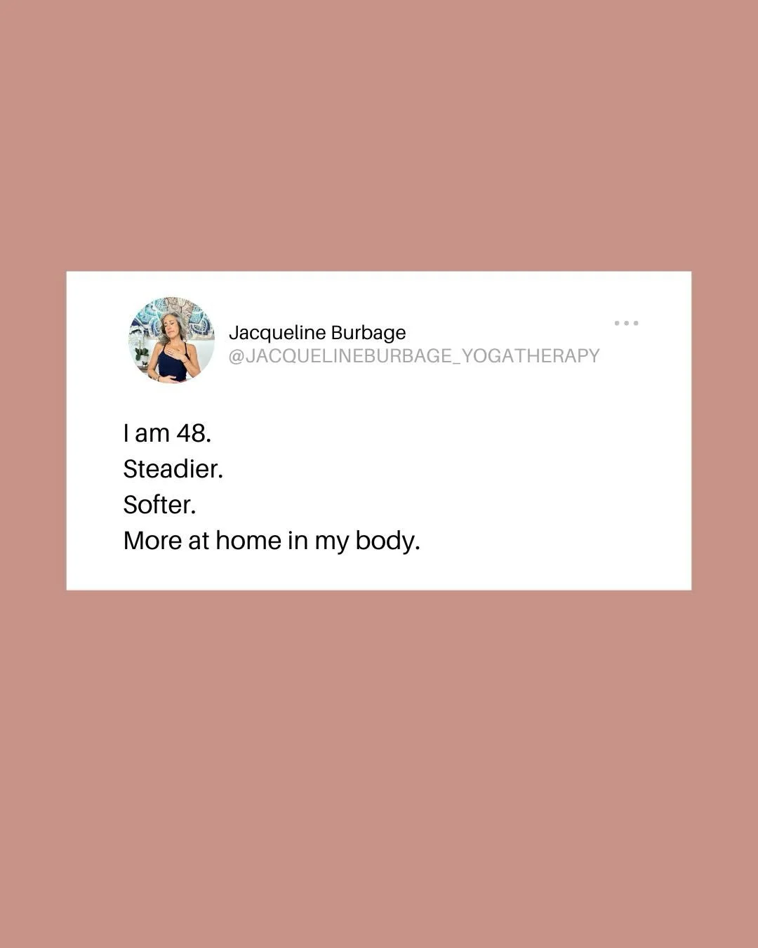 At 48, I know this for sure:

healing doesn&rsquo;t come from pushing harder or &ldquo;fixing&rdquo; myself.

It comes from learning how to support my nervous system &mdash;

through how I move, how I breathe, how I listen, and how I stop doing this 