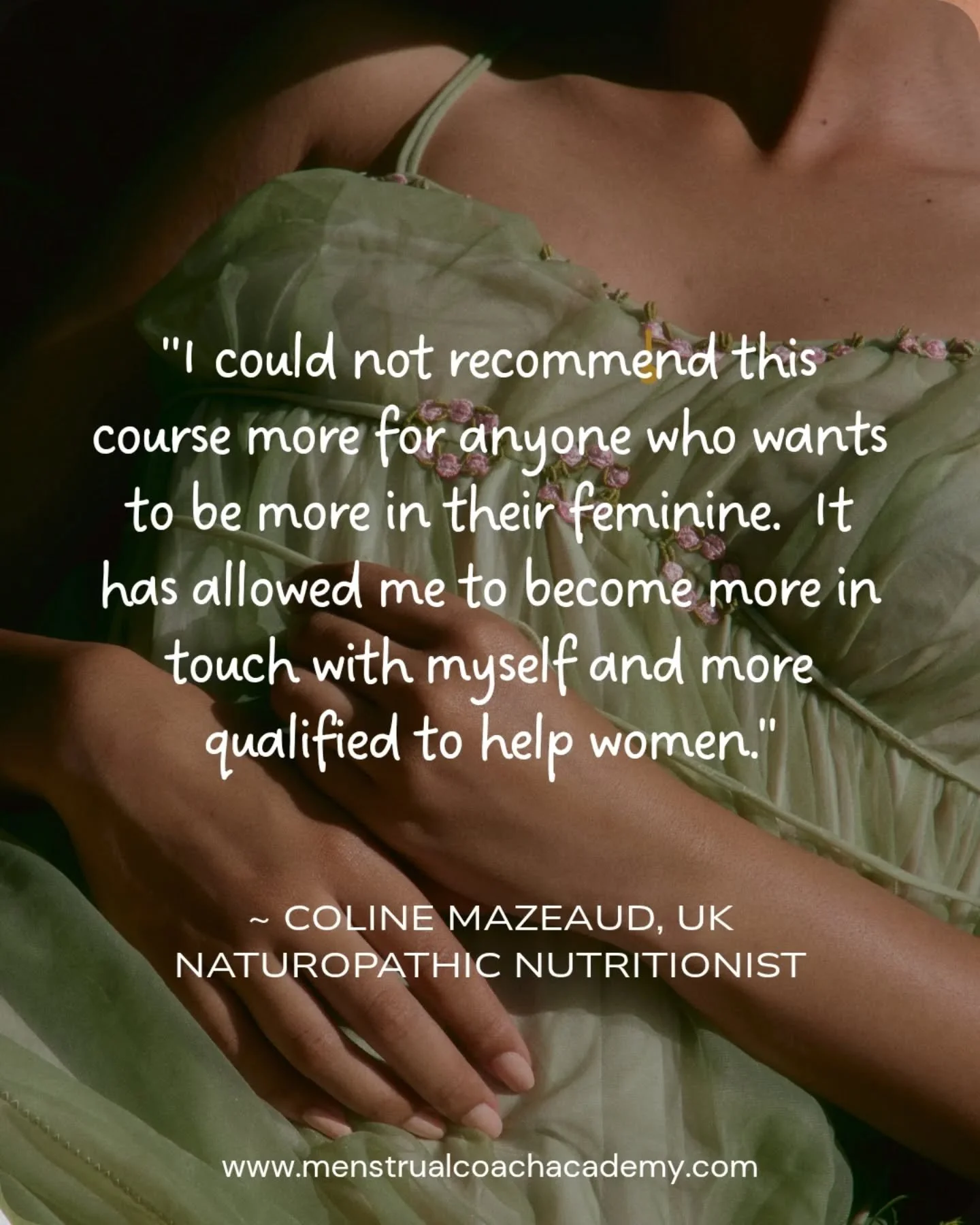 Thank you to Coline Mazeaud for these kind words!

💖 Head over to www.menstrualcoachacademy.com to learn more and join the waitlist for our 2026 Menstrual Coach Academy cohort. 

#menstrualcoachacademy #periodcoach #menstrualcyclecoach #endometriosi