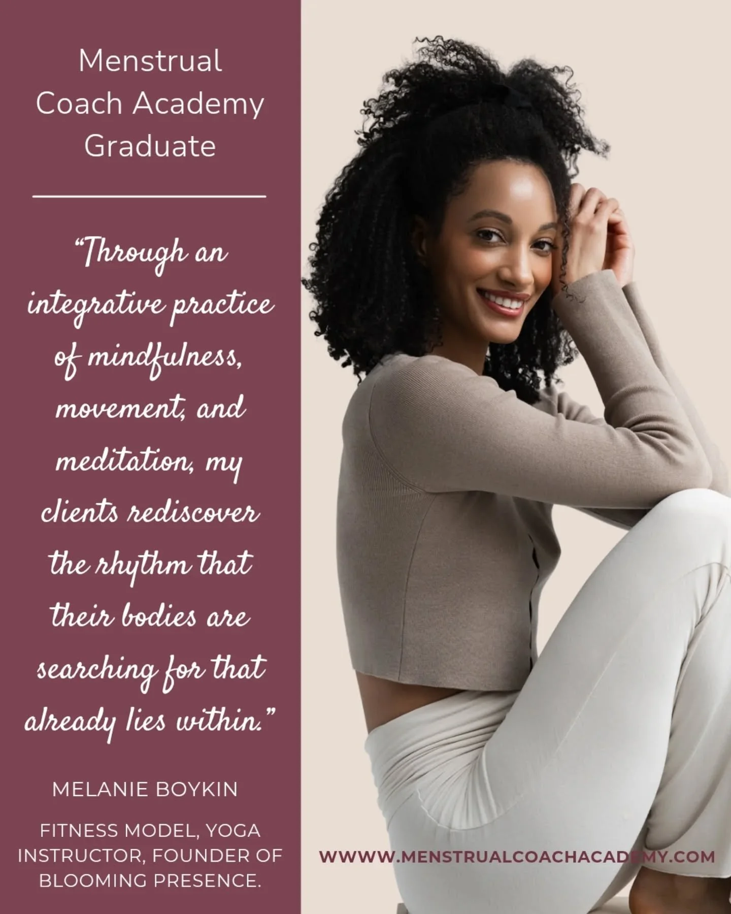 🎉 Here's to another fabulous graduate of the Menstrual Coach Academy 🎉

We are so proud of Melanie Boykin, and the ways she is incorporating this work as a coach and yoga &amp; personal trainer. 

Before joining the Menstrual Coach Academy, 

Melan
