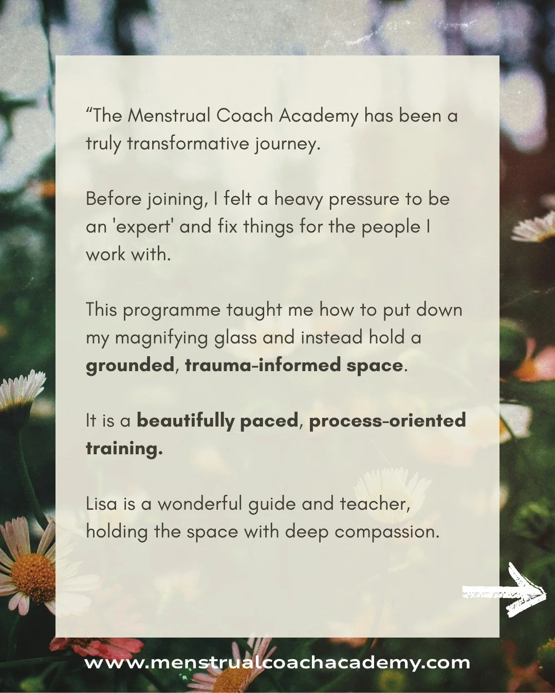 We love when our students value a process-oriented approach to learning, training, and accreditation &mdash; rather than simply memorising information to repeat back to clients. 🌻

That depth of learning is part of the secret sauce at the Academy, a