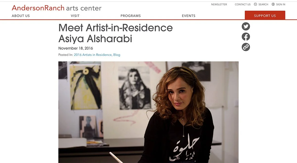 Anderson Ranch article introducing Asiya Al. Sharabi as an artist-in-residence.