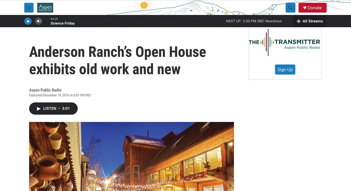 Aspen Public Radio article about Anderson Ranch’s open house, featuring an interview with artist-in-residence Asiya Al. Sharabi.
