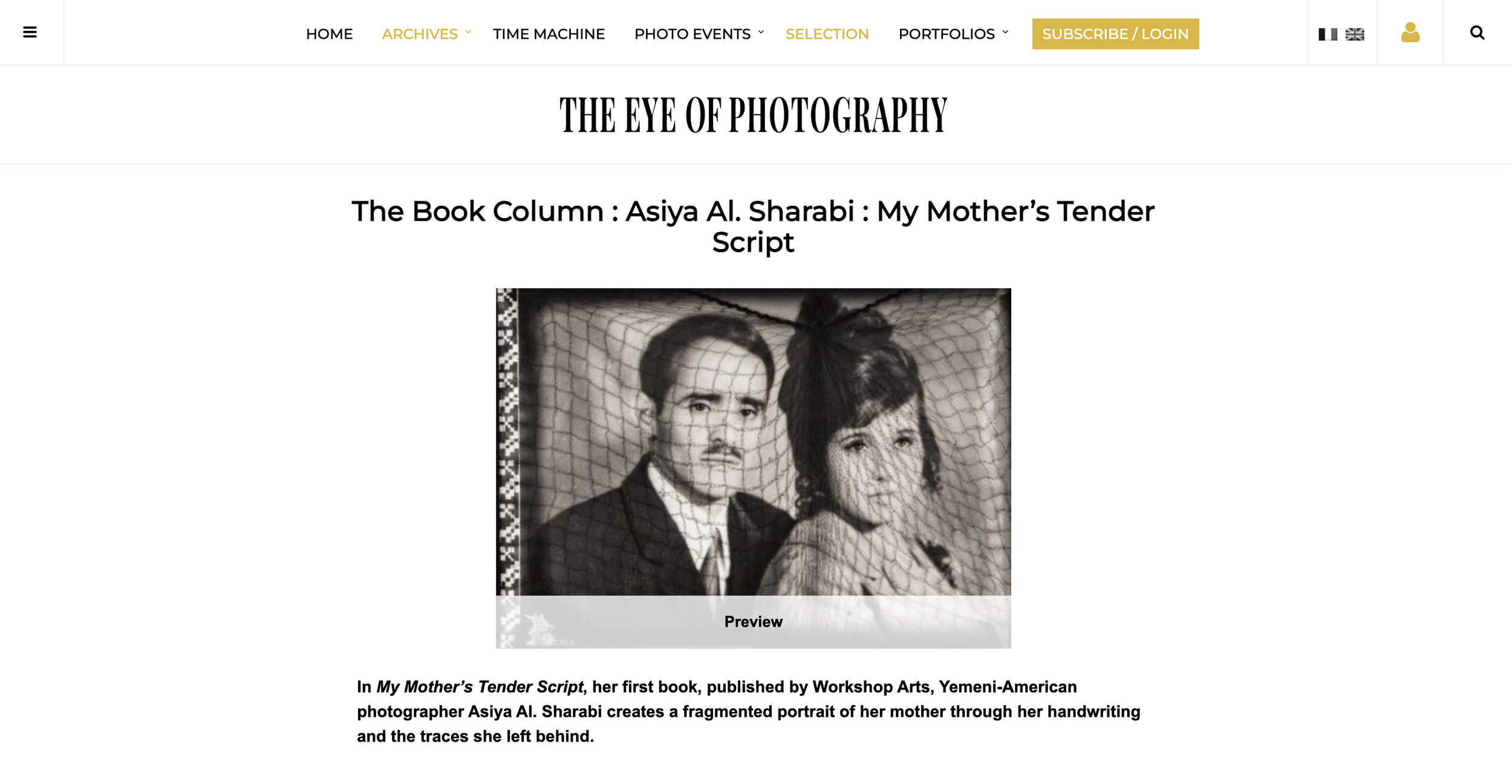 My Mother’s Tender Script by Asiya Al. Sharabi featured in The Book Column of L’Œil de la Photographie, September 2026.