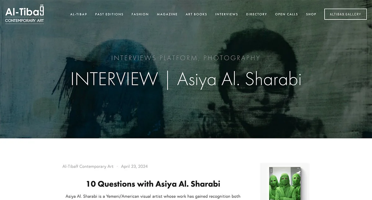 Al-Tiba9 artist interview featuring Asiya Al. Sharabi and her photographic series My Mother’s Tender Script.