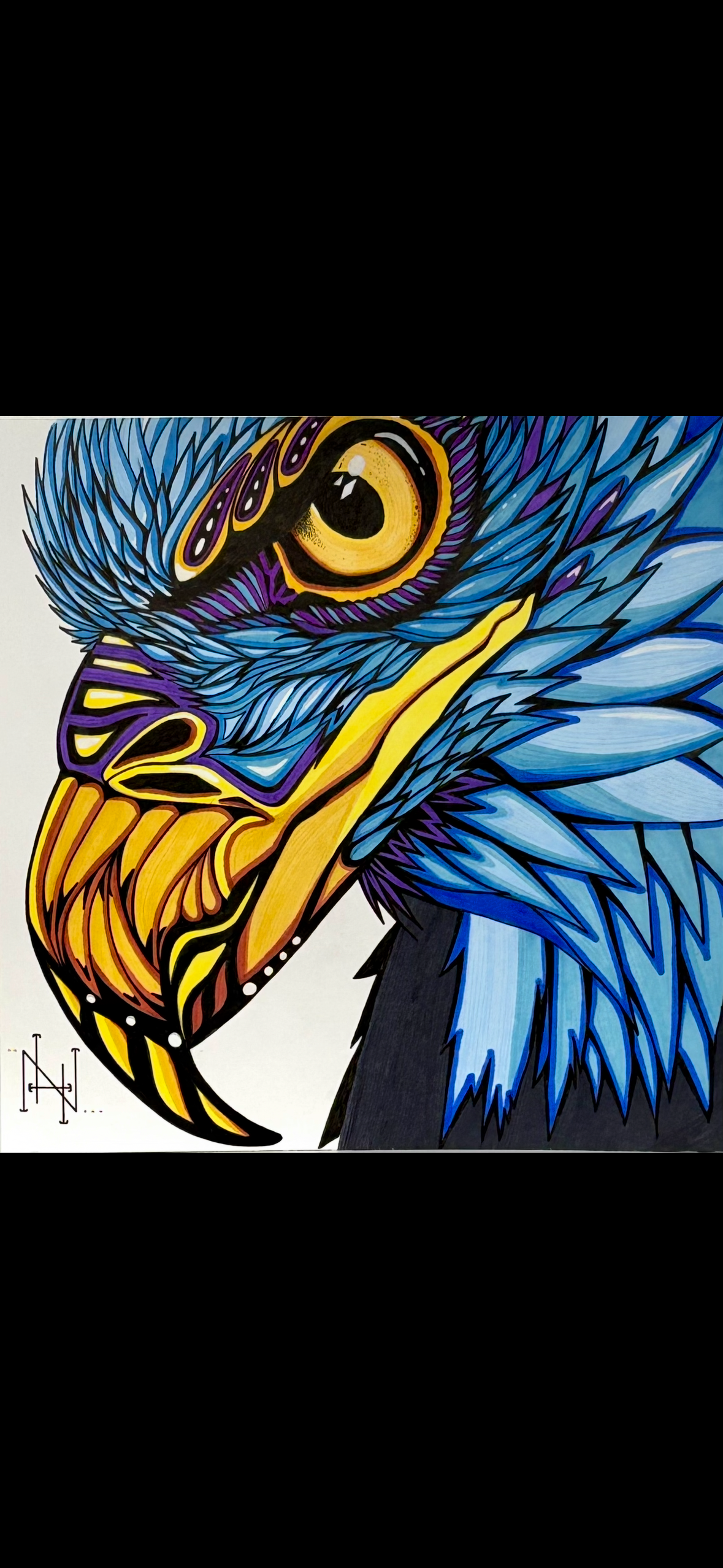 Azure | 10x10" Framed  Alcohol Ink on Paper by Nic Hallam