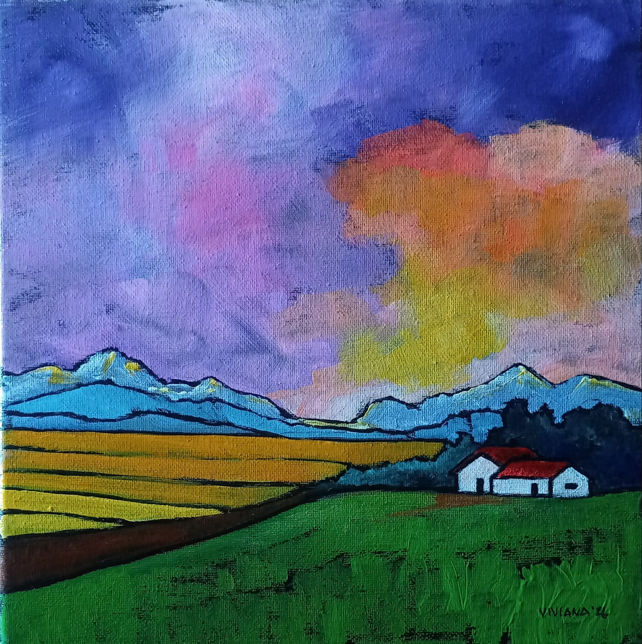 At The Foothills | 10x10" Acrylic Painting on Canvas by Viviana Pacheco