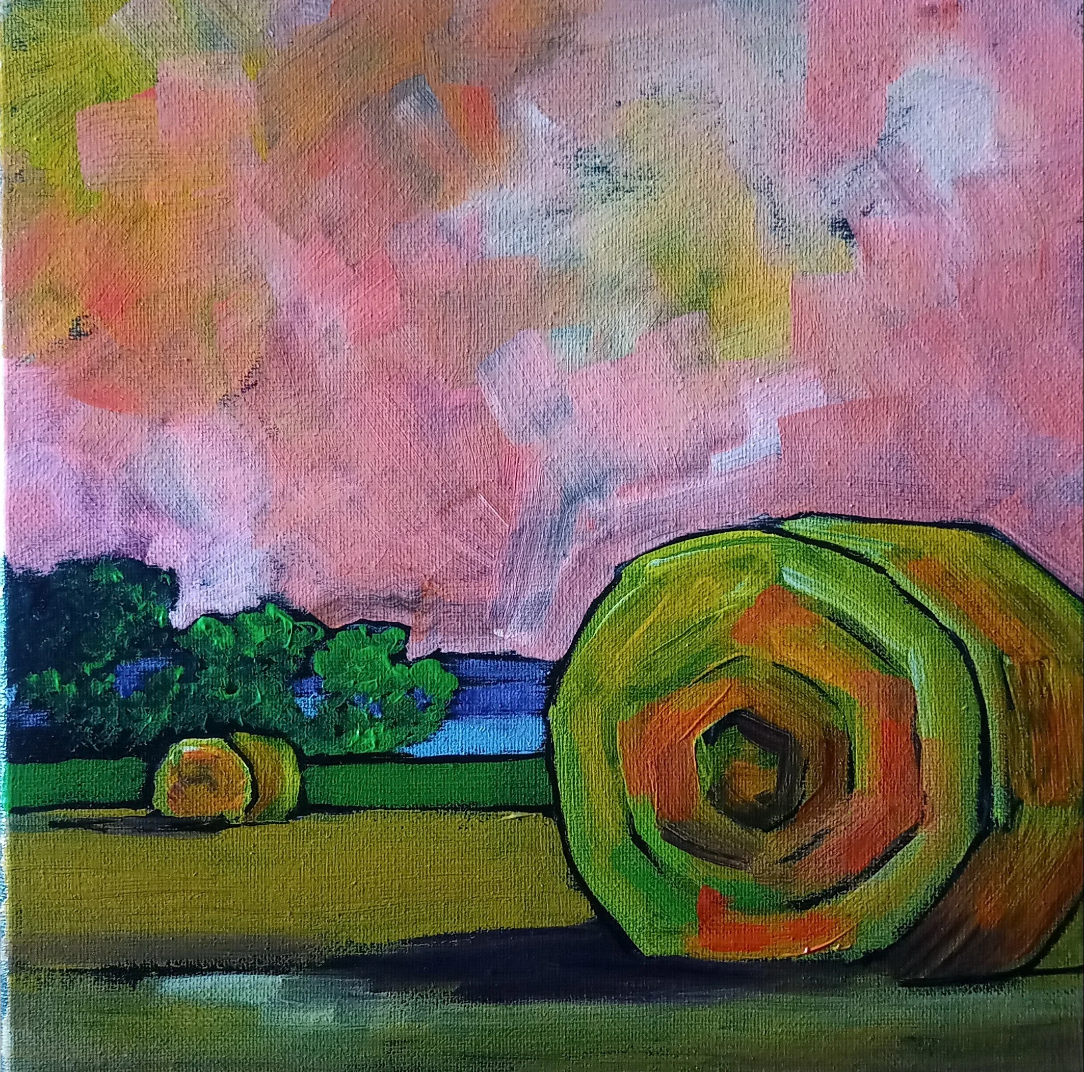 Hay Hay | 10x10" Acrylic Painting on Canvas by Viviana Pacheco